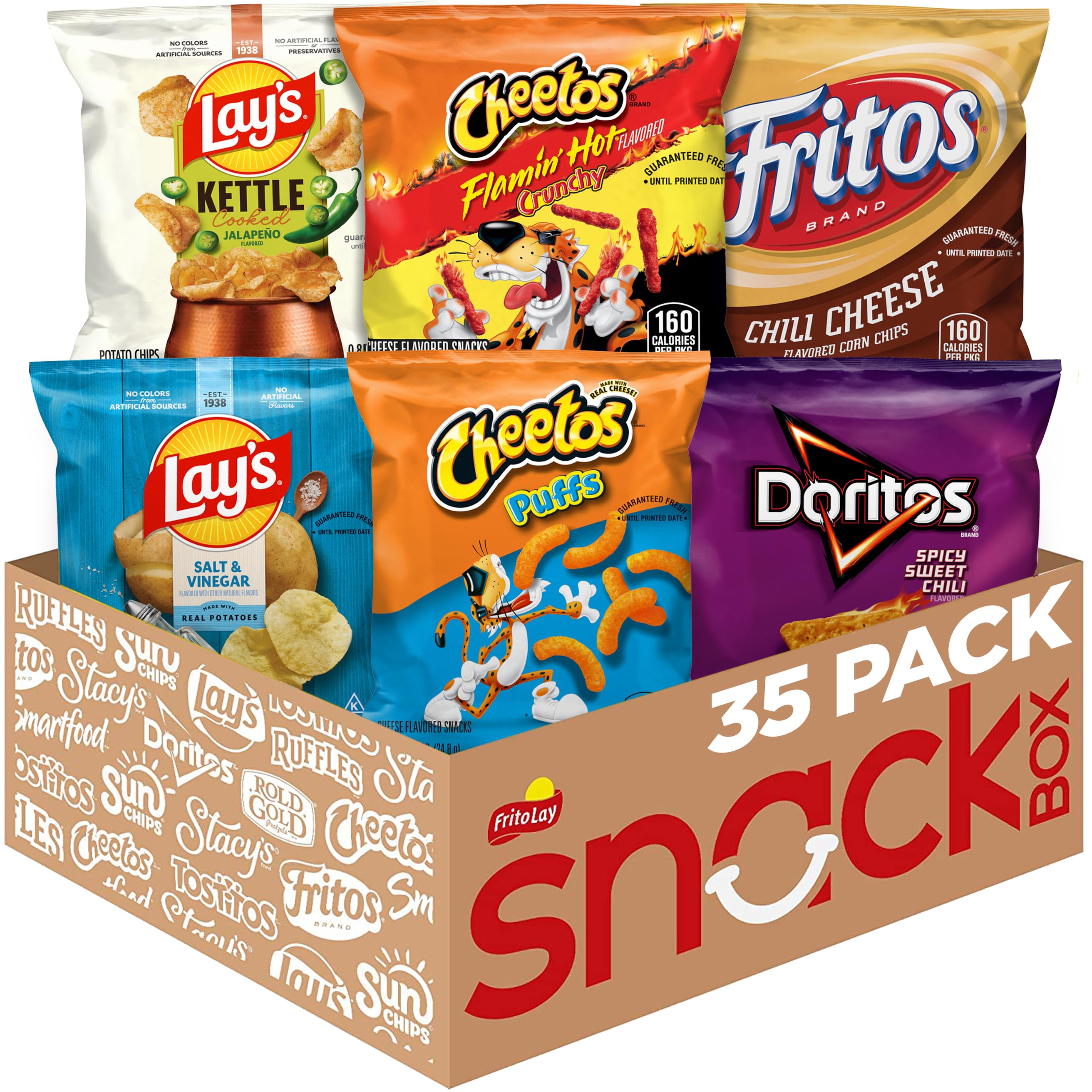 Frito-Lay front packaging showing full 35-count pack and brand variety