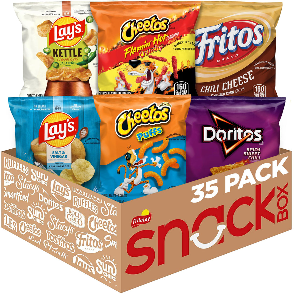 Frito-Lay front packaging showing full 35-count pack and brand variety