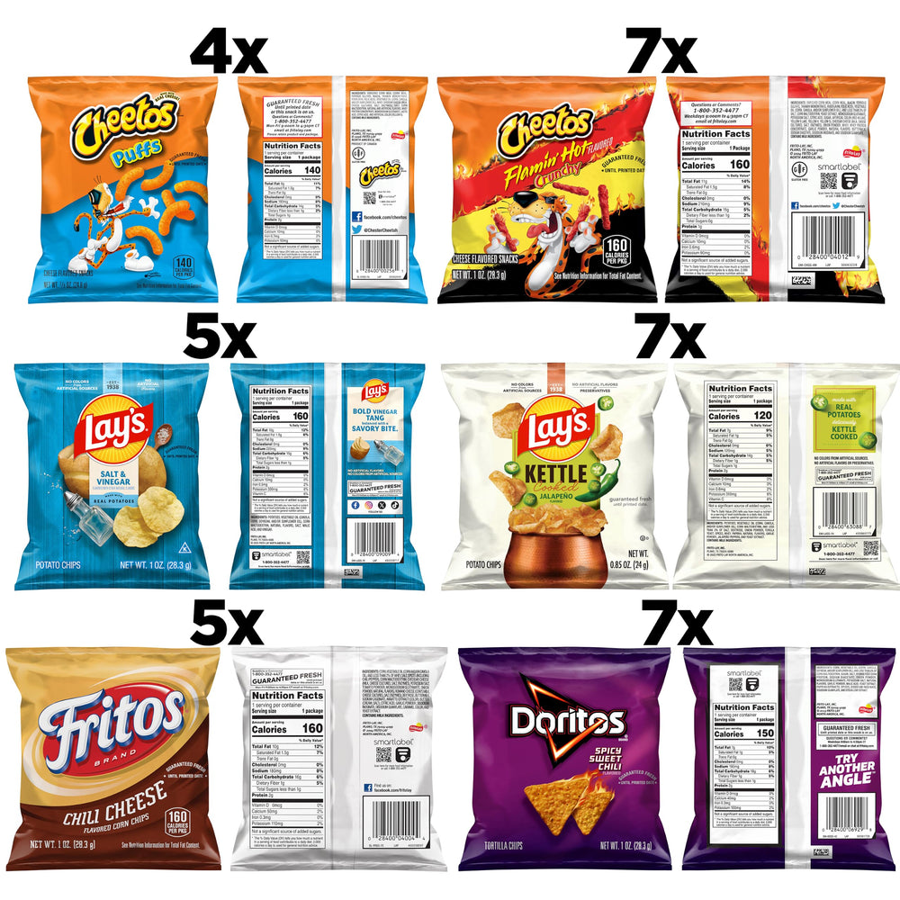 Frito-Lay open box with individually wrapped snack bags for quick selection