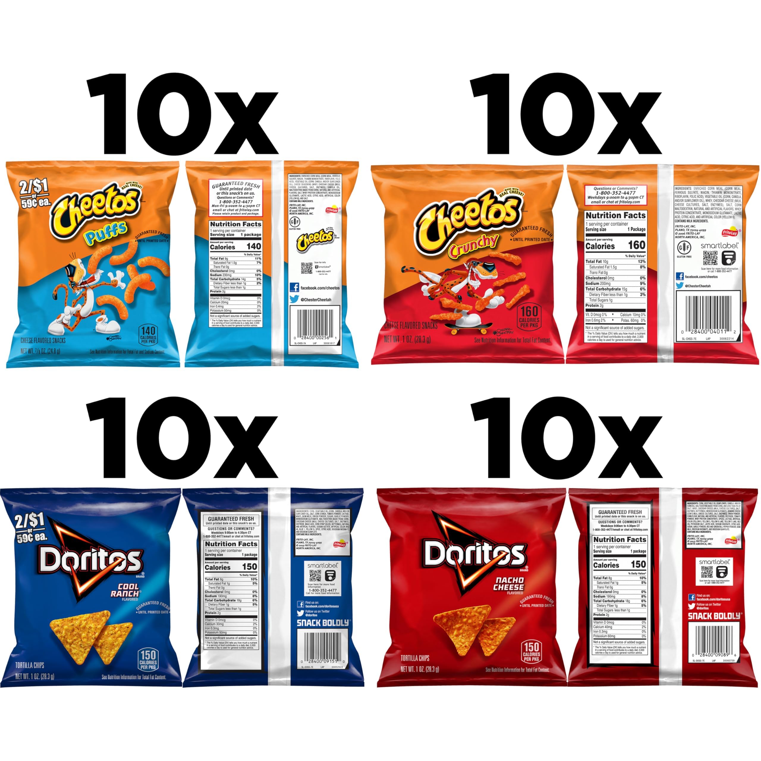 Frito-Lay open single-serve bags arranged to show assortment and portability