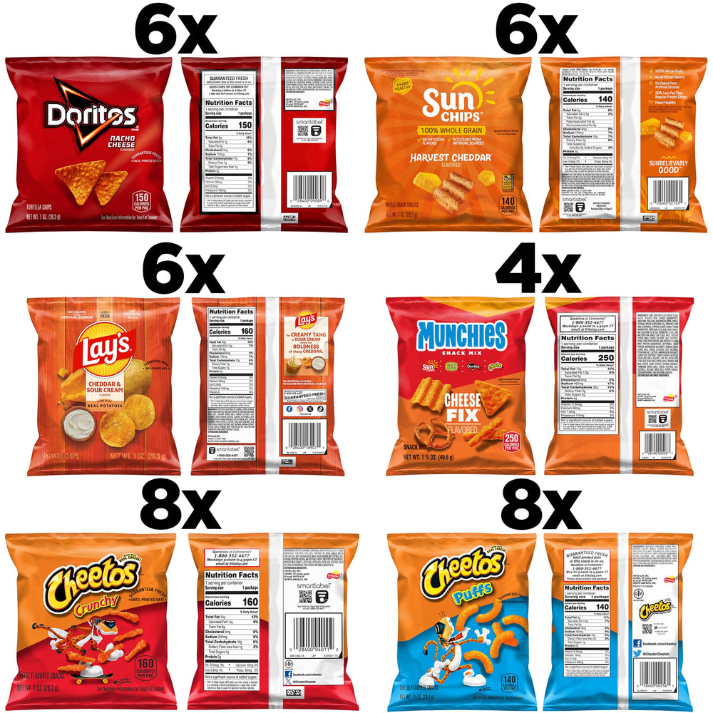Frito Lay single-serve bags arrayed neatly, convenient for lunches and events
