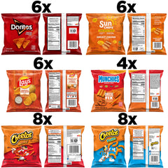 Frito Lay single-serve bags arrayed neatly, convenient for lunches and events