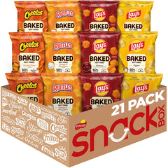 Frito-Lay front packaging showing the 21-count baked variety pack and easy storage benefit