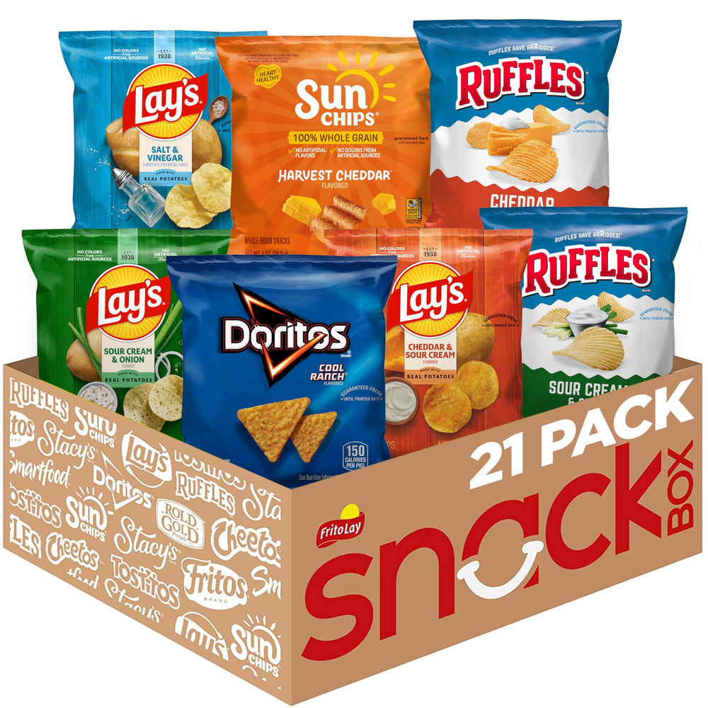 Frito-Lay variety pack front view showing all included single-serve bags and convenience