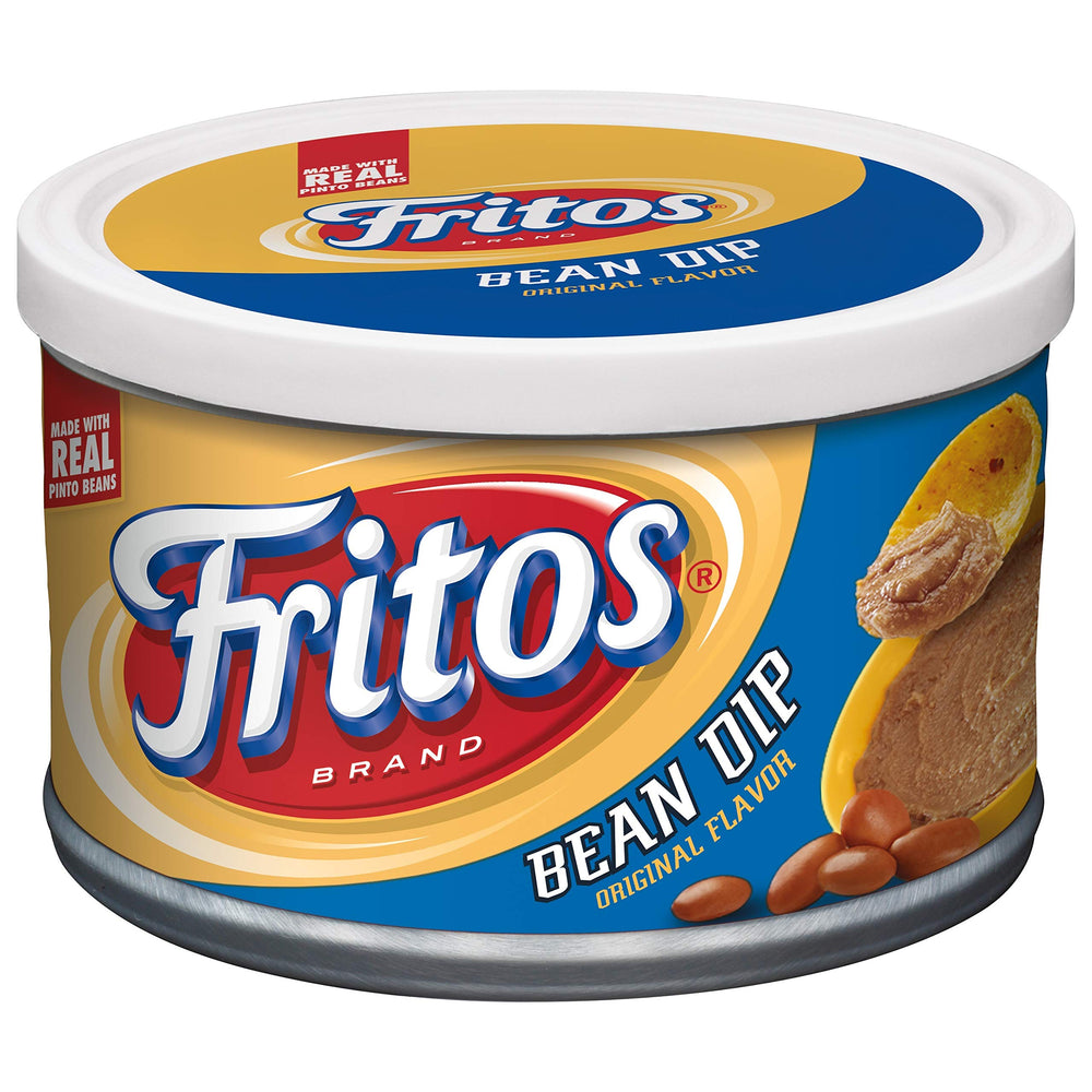Fritos open can close-up of creamy bean texture for easy scooping