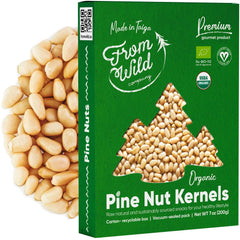 FROM WILD front packaging showing 7oz organic pine nuts and freshness benefit