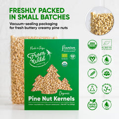 FROM WILD pine nuts in a ceramic bowl ready to use, convenient cooking benefit
