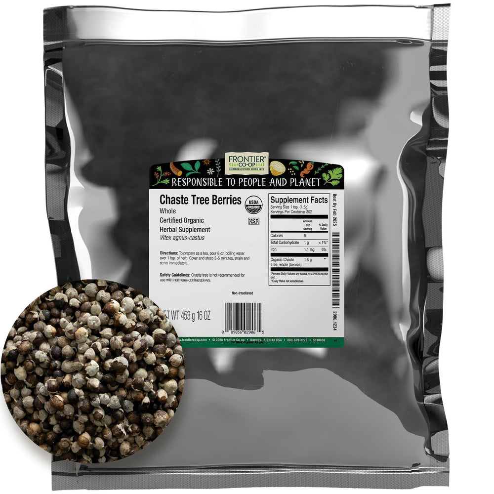 Frontier Co-op front packaging showing 16 oz bulk and recyclable labeling benefits