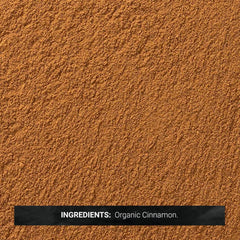 Frontier Co-op Korintje cinnamon spoon close-up showing fine grind and aroma benefit
