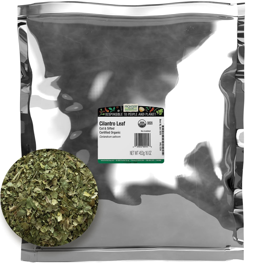 Frontier Co-op bag front view showing product name and organic badge, clear pantry benefit