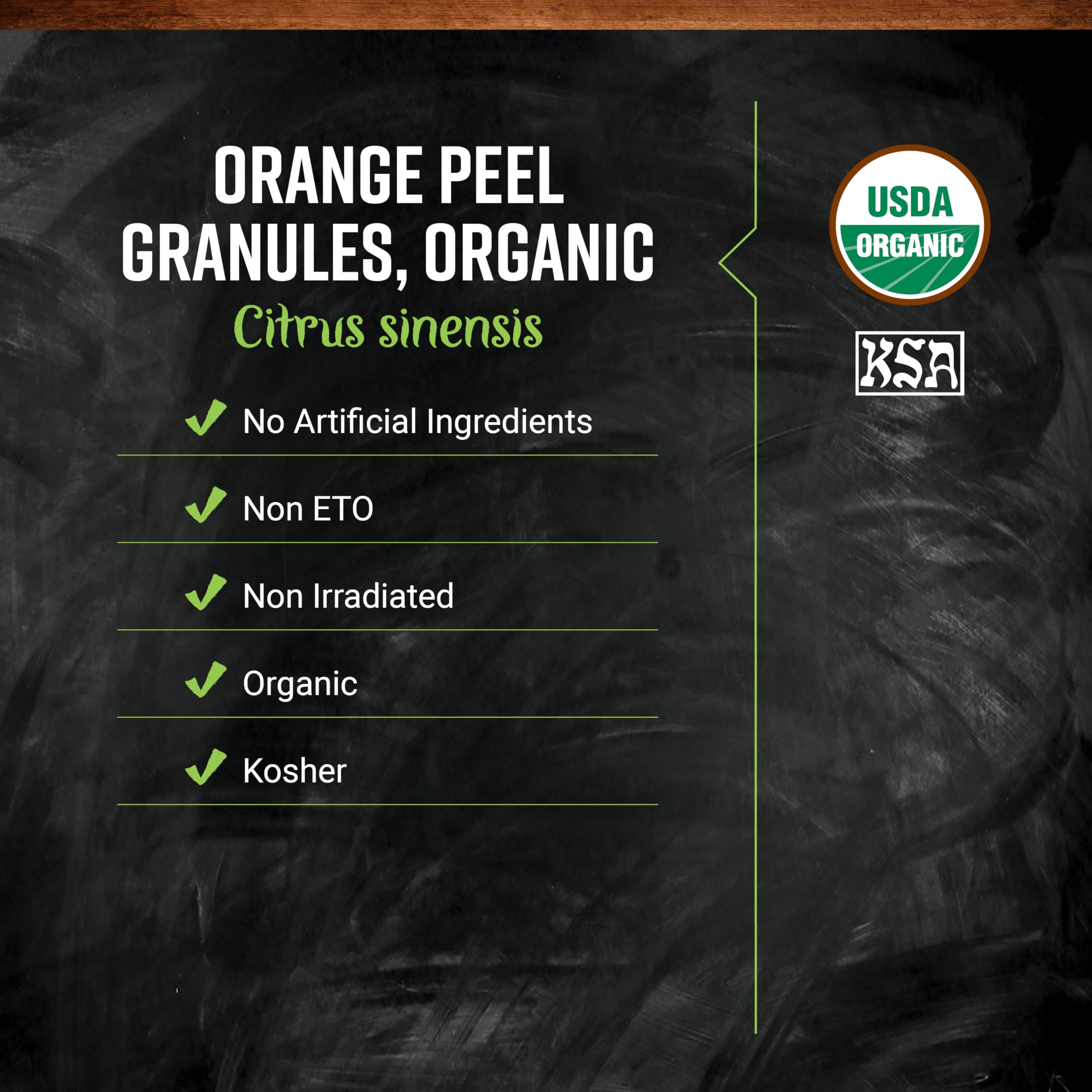 Frontier Co-op close-up of orange peel granules with visible oil, intense citrus aroma