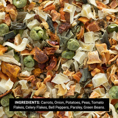 Frontier Co-op close-up of dried vegetable mix texture and color variety benefit