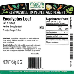 Frontier Co-op close-up of eucalyptus leaf texture highlighting cut-and-sifted quality