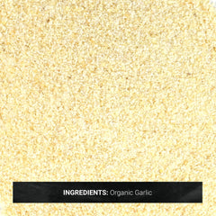 Close-up of garlic granules texture by Frontier Co-op highlighting even granule size and flavor