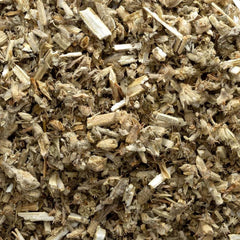 Frontier Co-op horehound brewed tea in cup demonstrating steeping result and aromatic benefit