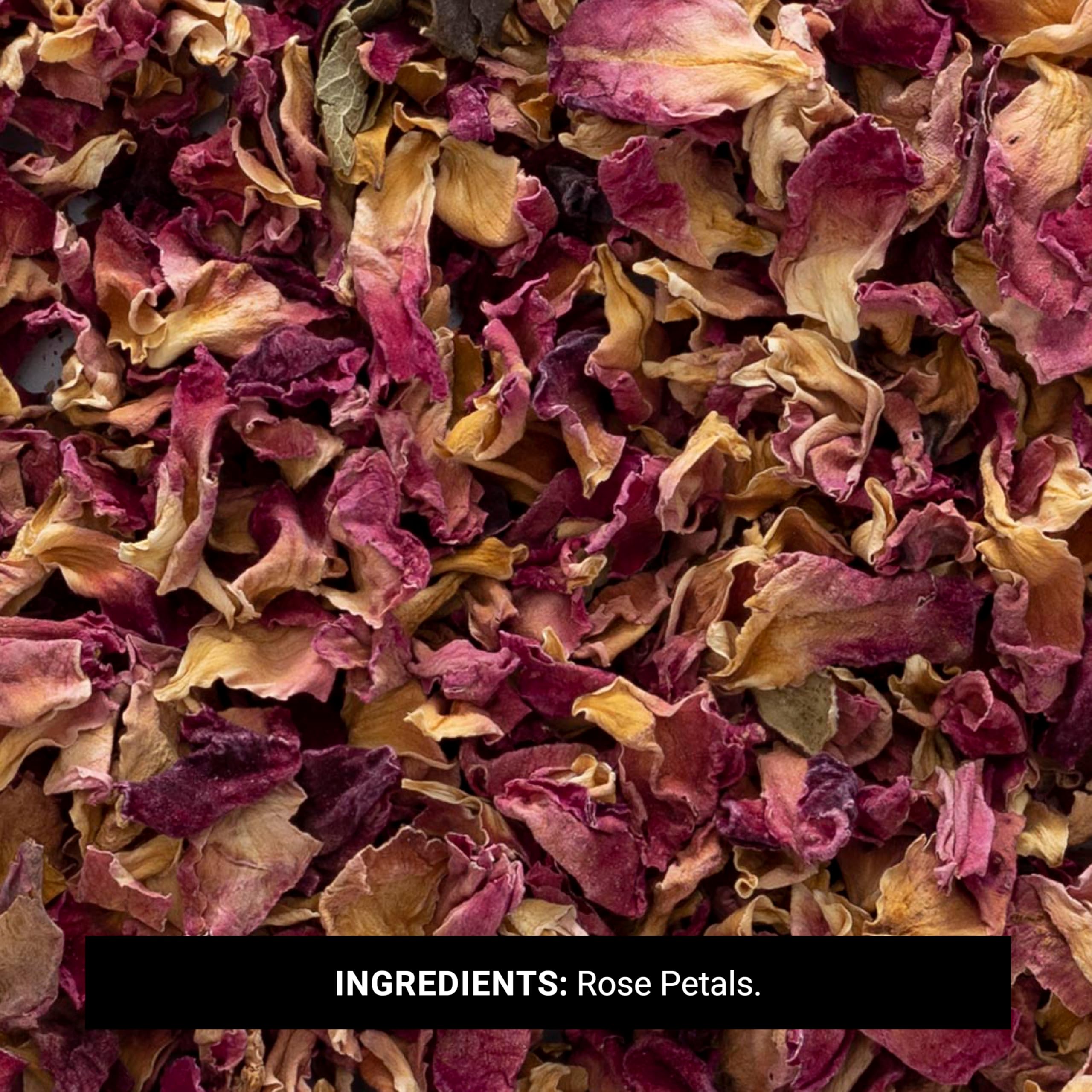 Frontier Co-op rose petals steeping in cup demonstrating fragrant infusion