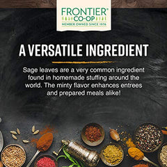 Frontier Co-op sage in measuring spoon ready to add to recipes for consistent seasoning benefit