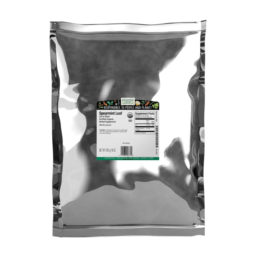 Frontier Co-op front packaging showing 16 oz bulk bag and label benefits