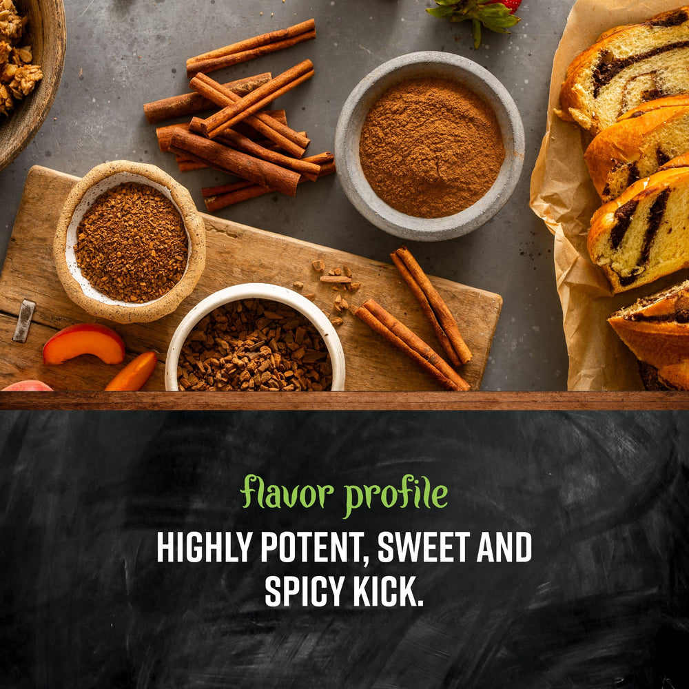 Steaming cup of coffee with Frontier Co-op Vietnamese cinnamon dusted on top for enhanced spicy-sweet beverage aroma