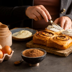Measuring spoon of Frontier Co-op Vietnamese cinnamon demonstrating concentrated flavor and correct portioning