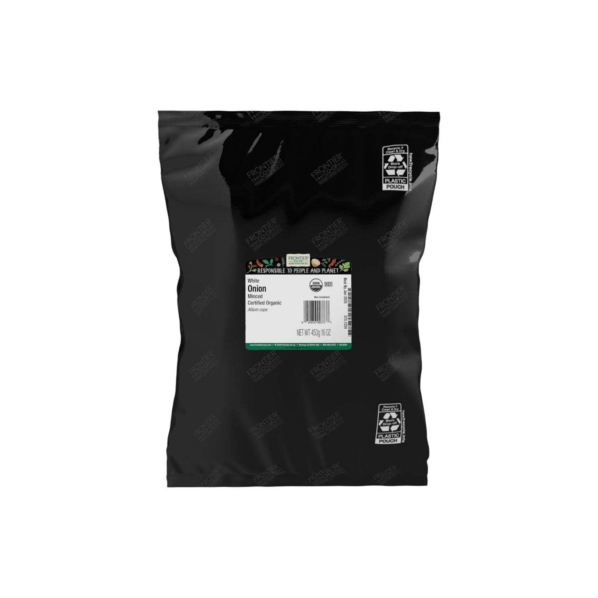 Frontier Co-op front packaging showing 1 lb bulk and organic label, convenient pantry benefit