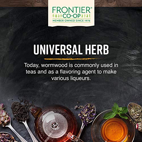 Frontier Co-op steeped wormwood tea in cup highlighting bitter flavor benefit