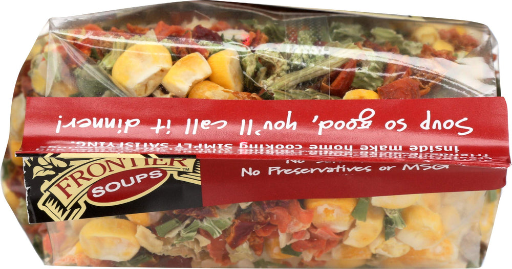 Frontier Soups packet beside measuring cup showing 7 ounce scale