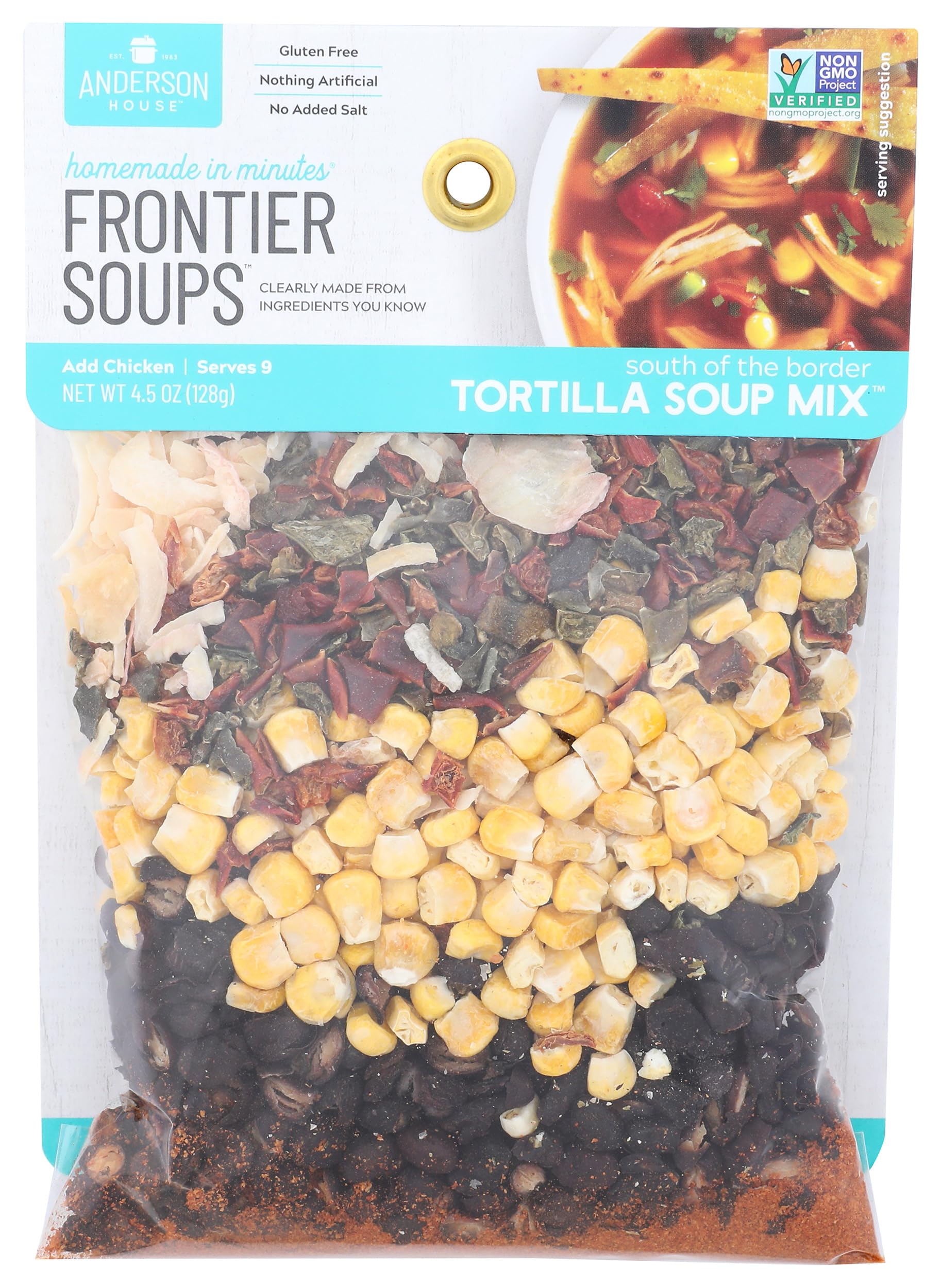 Frontier Soups front package view showing product branding and convenience benefits