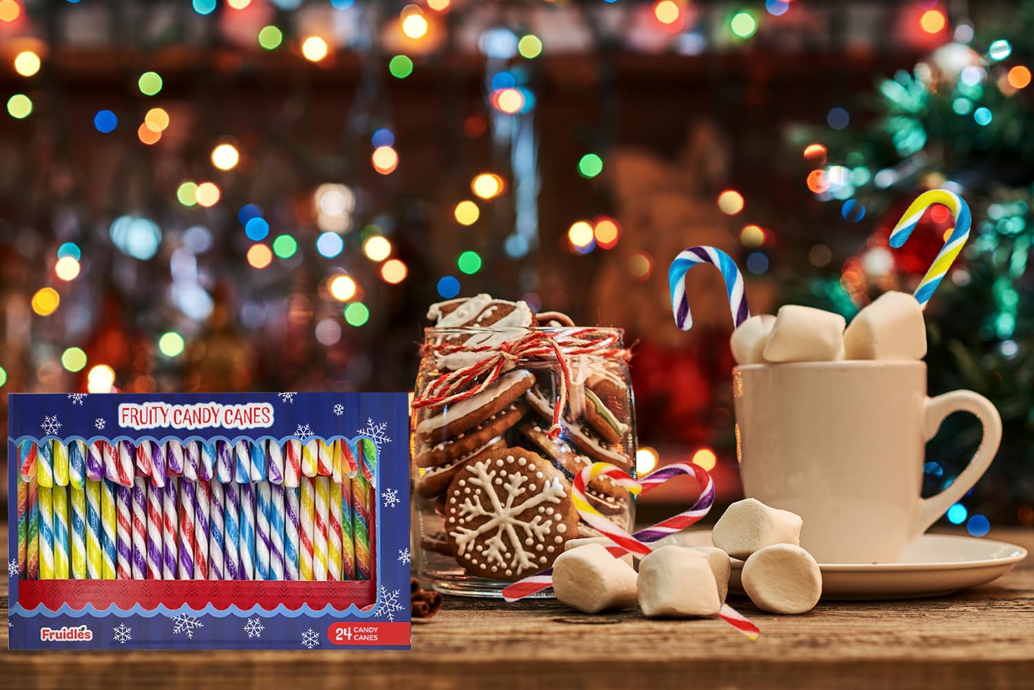 Fruidles candy canes tucked into a Christmas stocking for seasonal gifting