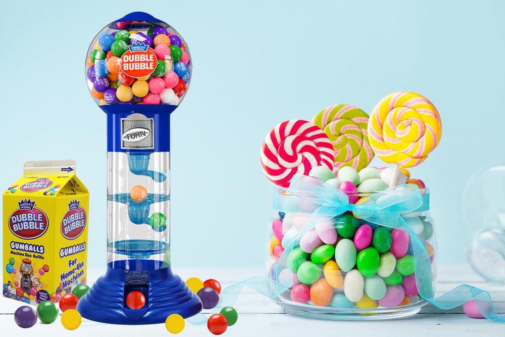 Fruidles dispensing action with hand, single gum ball release