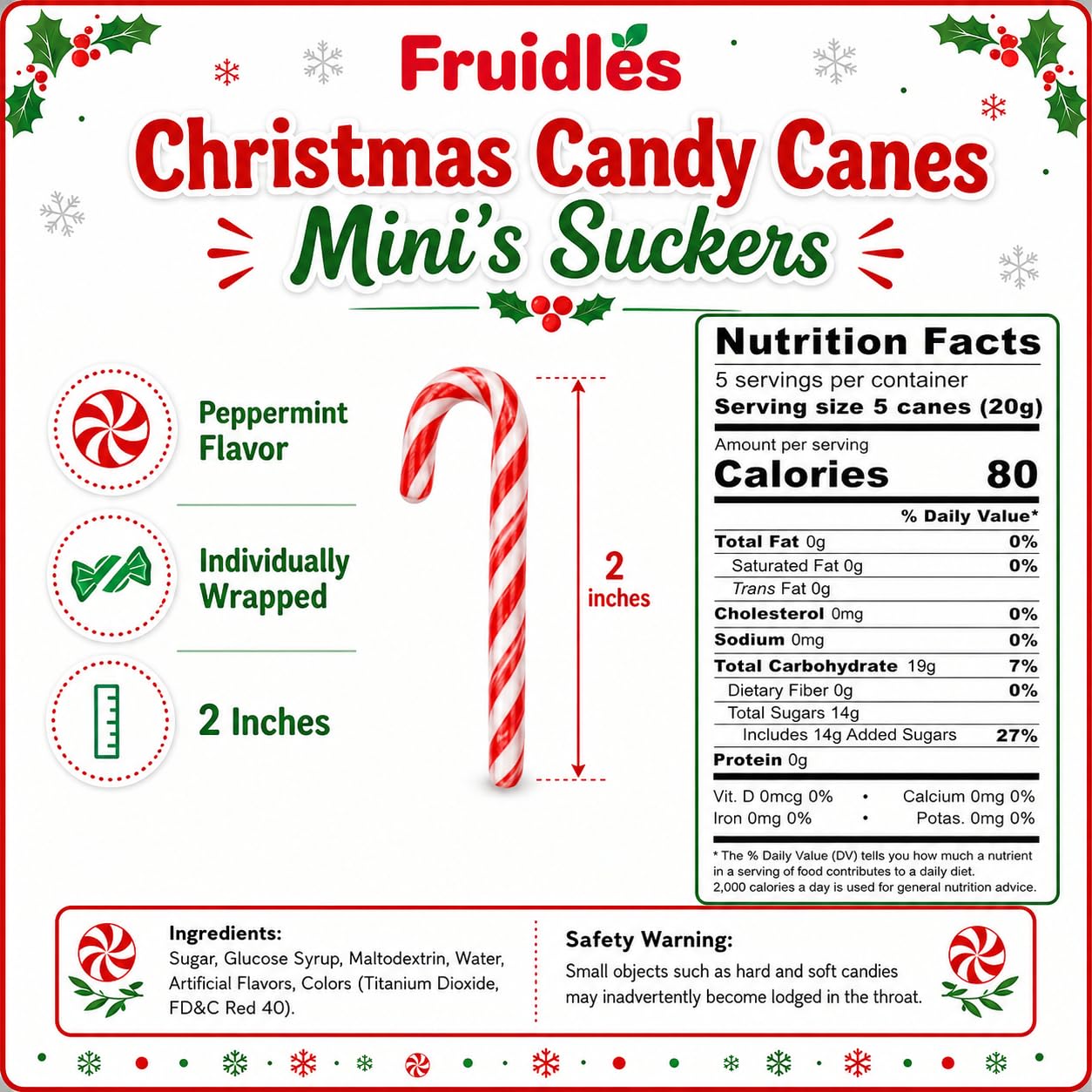 Fruidles individually wrapped cane detail demonstrating freshness and durability