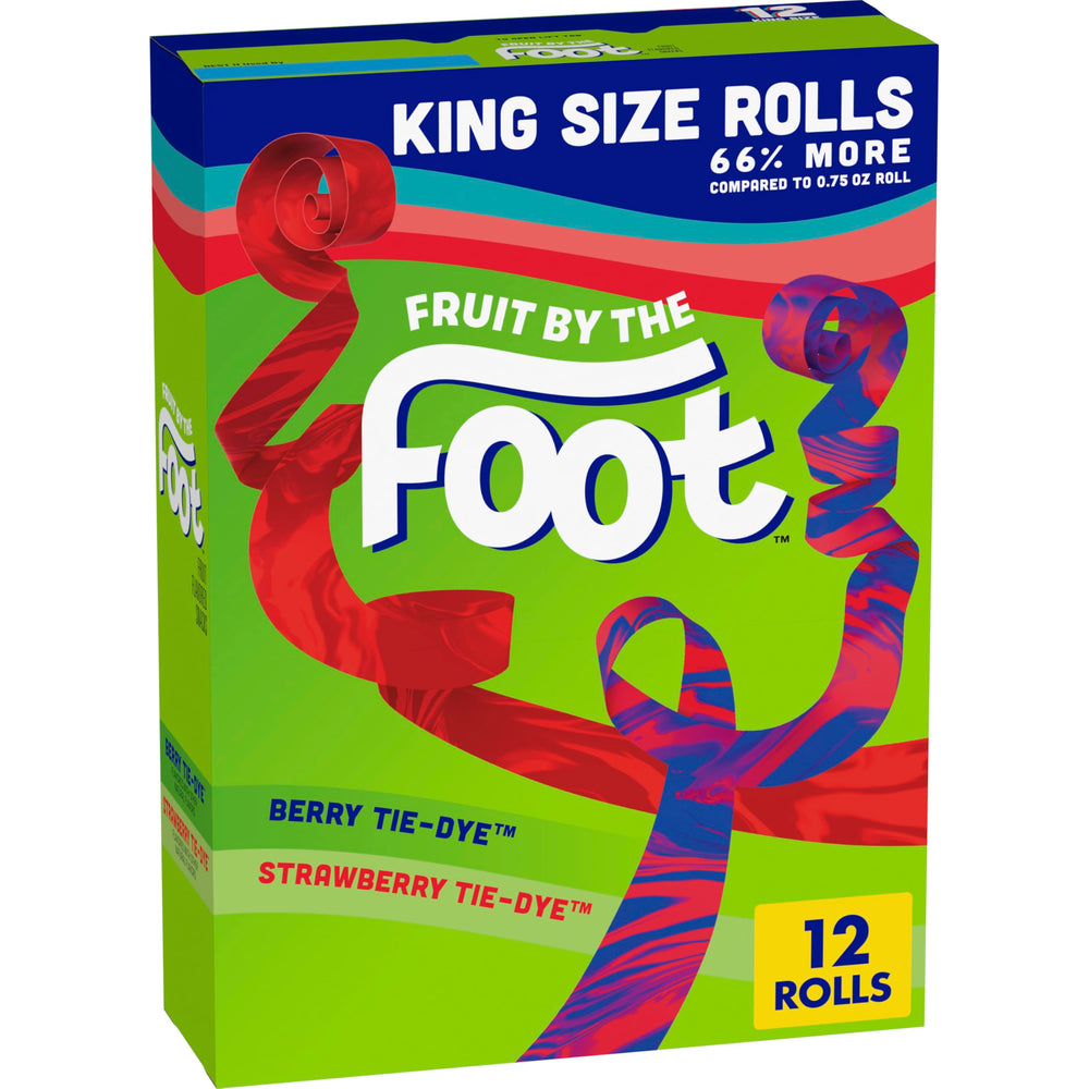 Fruit by the Foot variety pack front view showing 12 king size rolls and bright packaging for easy identification and sharing