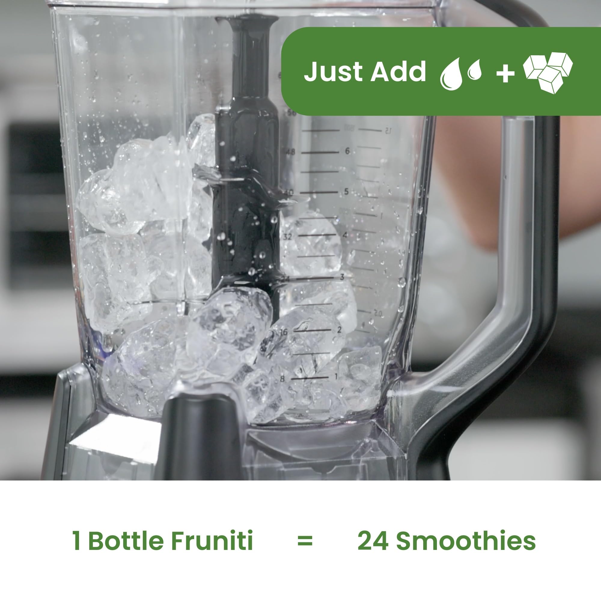 Fruniti pouring powder into shaker for quick smoothie preparation benefit