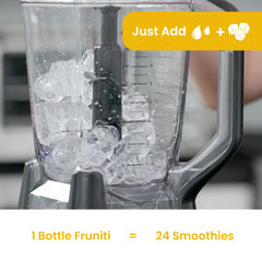 Fruniti blended smoothie in glass illustrating creamy texture and taste benefit