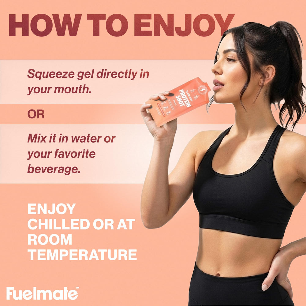 FUELMATE ten-shot pack near gym gear illustrating workout convenience