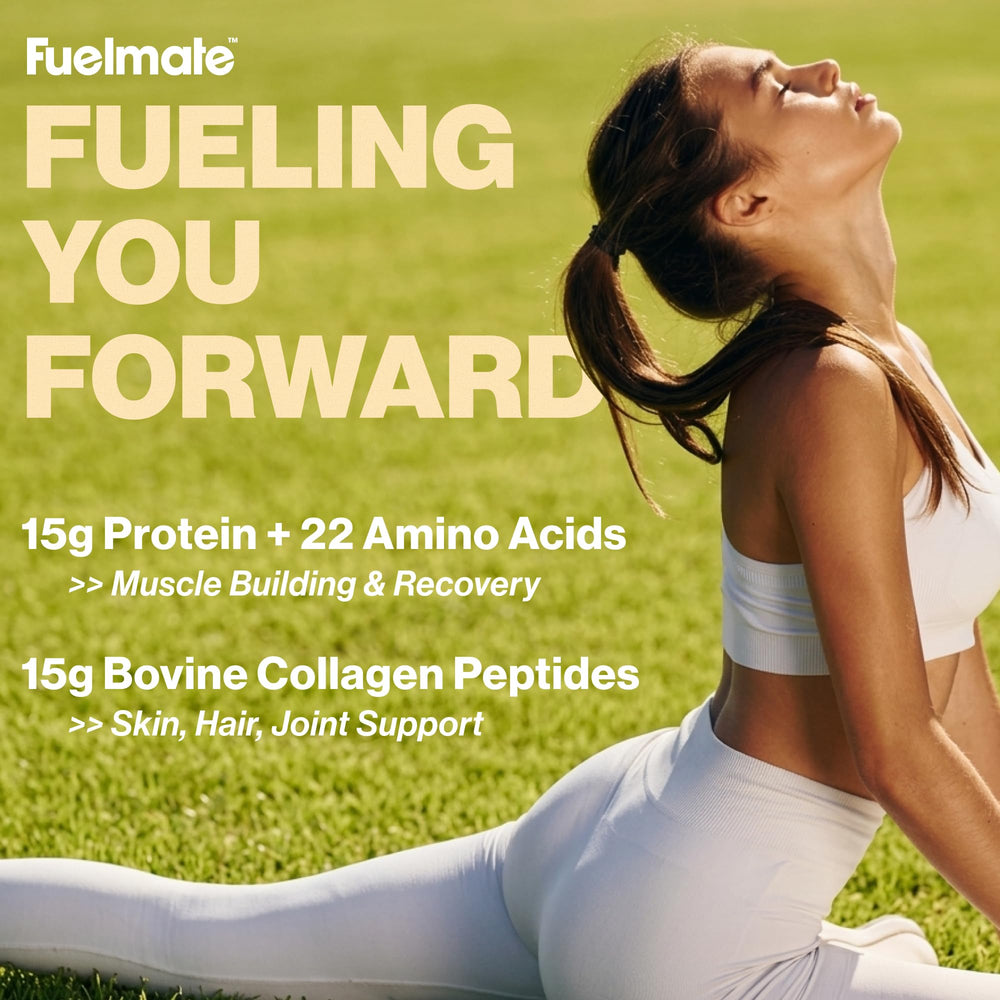 FUELMATE shot poured into smoothie glass to add collagen and protein boost