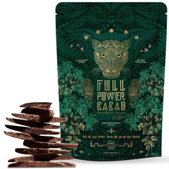 Full Power Cacao front packaging showing premium ceremonial cacao benefits
