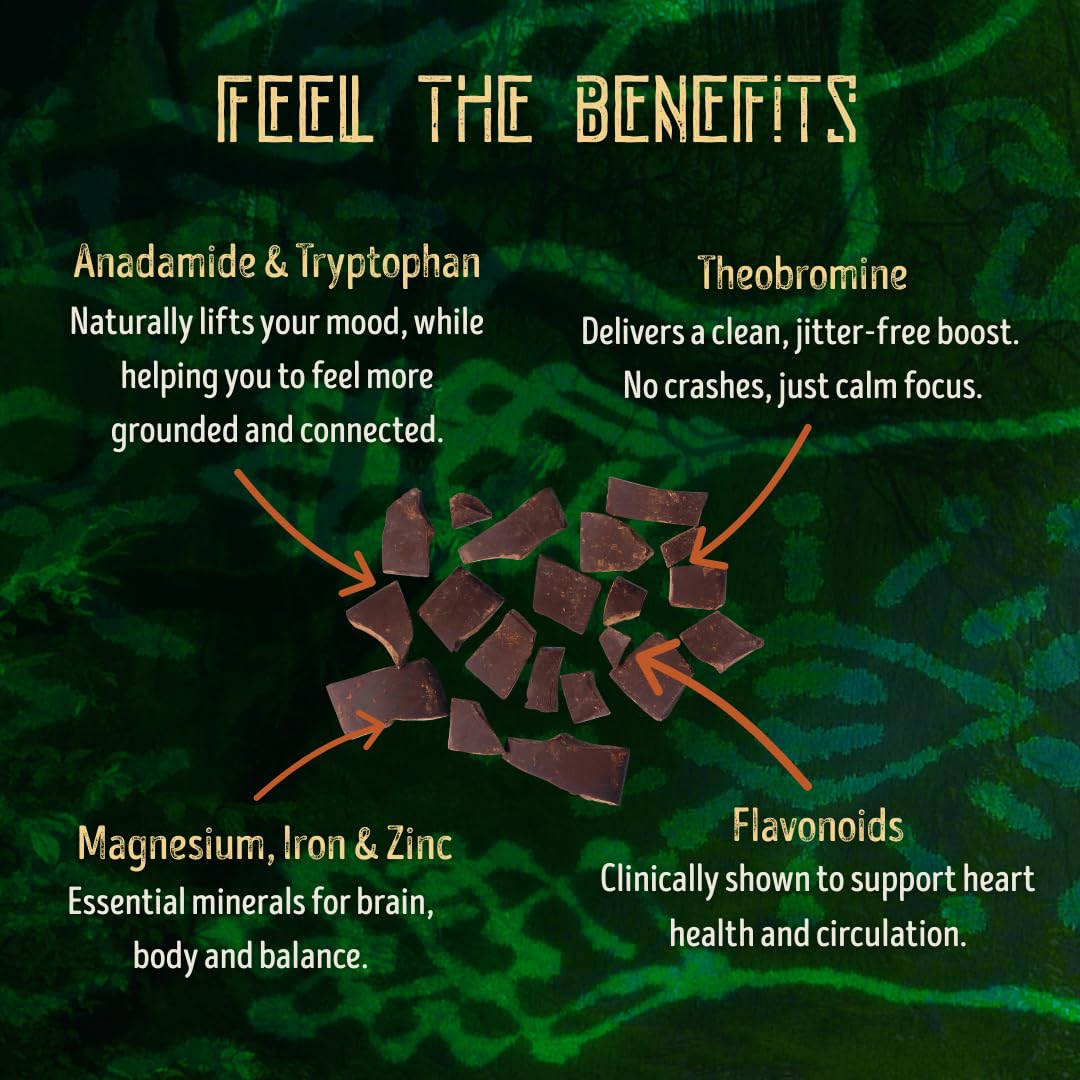 Full Power Cacao raw cacao chunks close-up highlighting texture and flavour