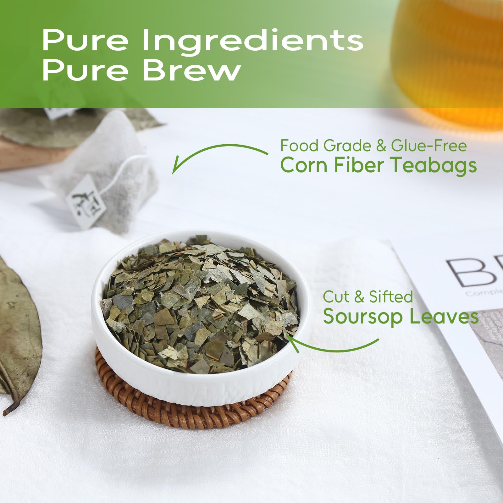 FullChea brewed hot soursop tea in ceramic cup showing smooth mild flavor enjoyment