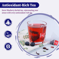 FullChea iced blueberry tea in glass with ice showcasing refreshing cold brew appeal
