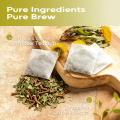 FullChea steaming cup of brewed dandelion tea offering soothing warmth