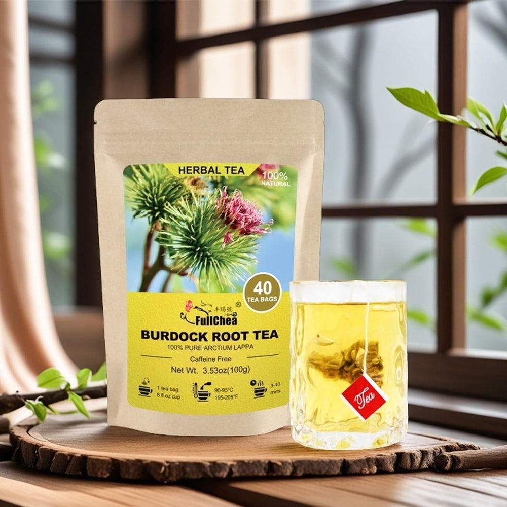 FullChea brewed cup of burdock tea with amber color for soothing refreshment