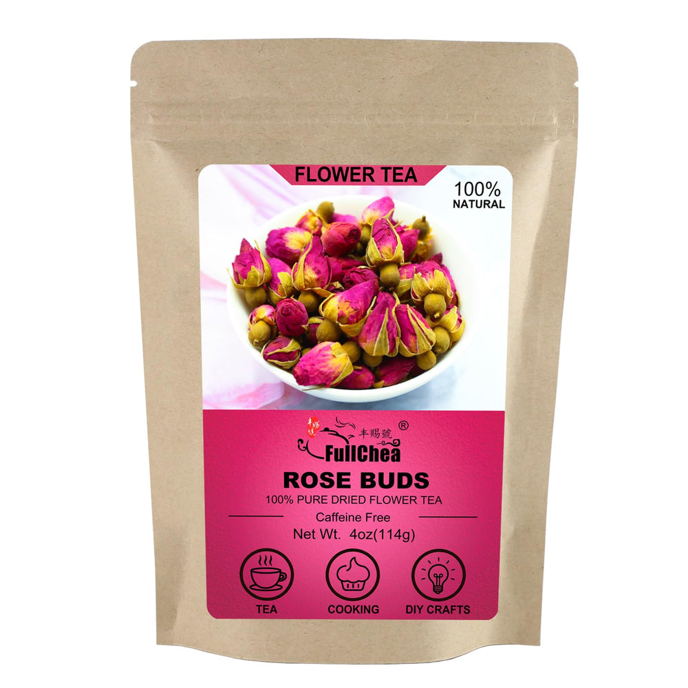 FullChea front packaging showing 4oz edible rose buds and clear labeling benefit
