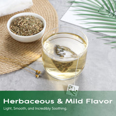 FullChea tea in cup showcasing smooth herbal color and calming beverage benefit