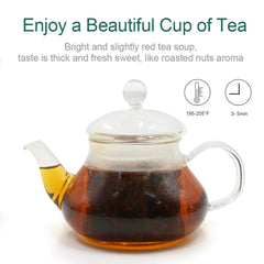 FullChea steeped cup with chocolate-brown liquor showing smooth flavor benefit