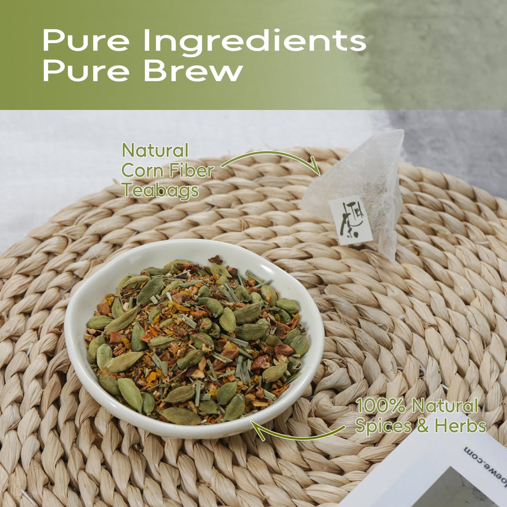 FullChea tea steeping in cup releasing warm spice aroma and comforting warmth