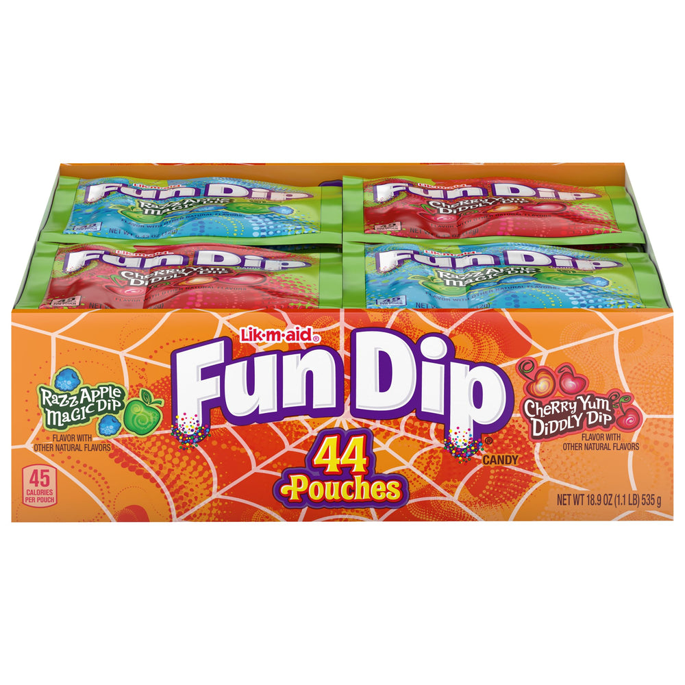 Fun Dip packets in a Halloween treat bag ready for trick-or-treating