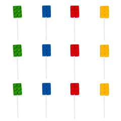 Fun Express front packaging showing 12-pack brick-shaped lollipops for party convenience