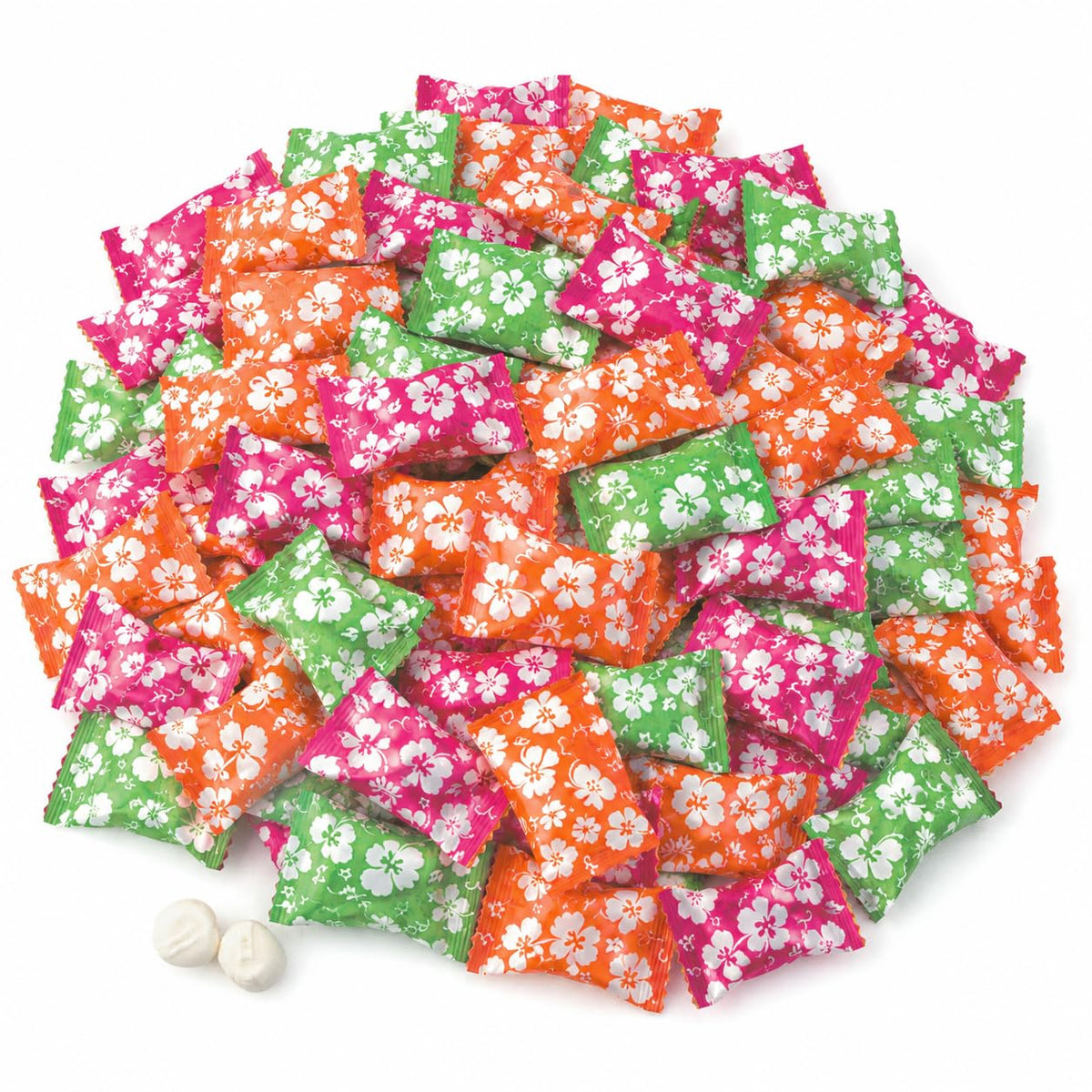 Fun Express front packaging showing hibiscus wrappers and pastel colors for festive presentation