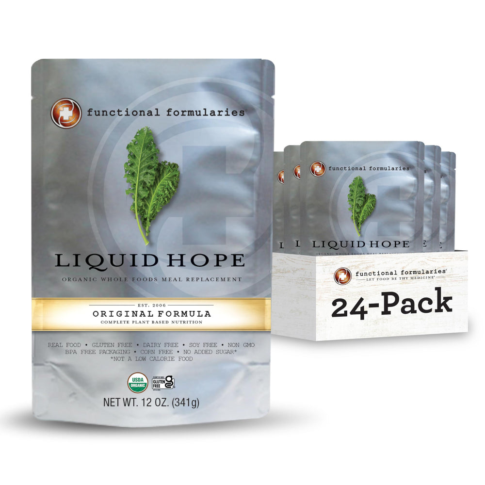 Functional Formularies Liquid Hope front bottle showing label and organic benefits